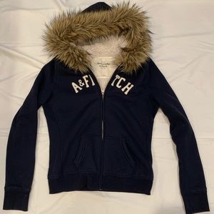 ABERCROMBIE & FITCH Fuzzy Jacket with Fur Hood